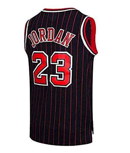 SHOP YJX Los Hombres del Jersey, No.23 NBA Michael Jordan Bulls Retro Jugadores De Baloncesto Jersey, Transpirable Usable Camiseta Bordada (Color : Black Stripe, Size : S)