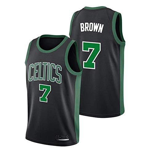 SHR-GCHAO Camiseta De Baloncesto para Hombre De La NBA, Camiseta De Boston Celtics # 7 Jaylen Brown, Chaleco De Uniformes Transpirables De Malla, Ropa Deportiva De Entrenamiento,Negro,M(170~175CM)