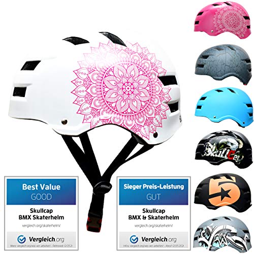 SkullCap® Casco de Skate y BMX - Bicicleta Y Scooter Eléctrico, Diseño: Mandala, Talla: L (58-61 cm)