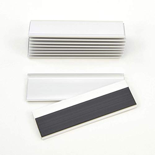 Soporte magnético para etiquetas de inserción de 200 mm de ancho, para tickets y etiquetas (57 mm de altura, 10 unidades), color blanco