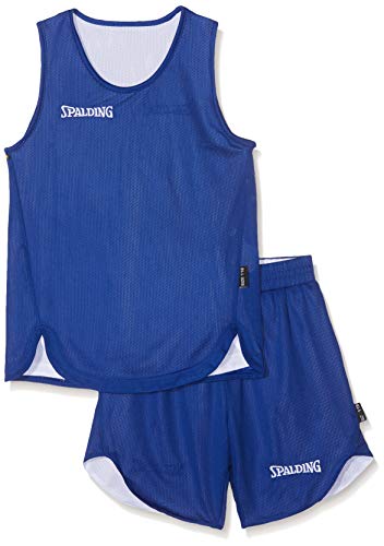 Spalding Doubleface Kids Set, Conjunto reversible camiseta y pantalones de baloncesto para Unisex-Niños, Azul/Blanco (Royal/White), 2XS(128)