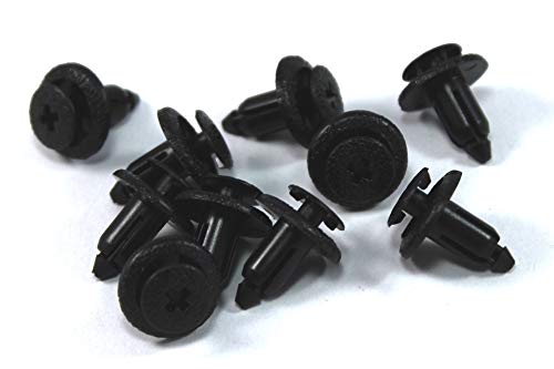 Speedy Fasteners Juego de 10 remaches de plástico negro para carenado de 6 mm para Honda, Suzuki, Yamaha, Kawasaki.