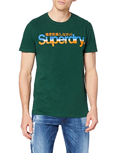Superdry Cl Vintage Stripe tee Camiseta, Mid Pine, XL para Hombre