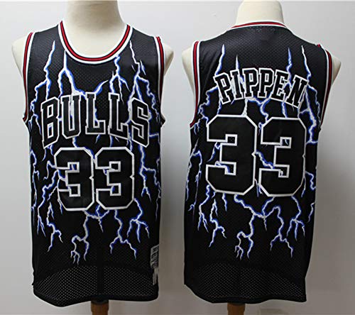 TGSCX Camiseta de Baloncesto de los Hombres NBA Chicago Bull 33# Scottie Pippen Cómodo/Ligero/Transpirable Malla Bordada Swing Swing Swing Sweatshirt,3,XXL