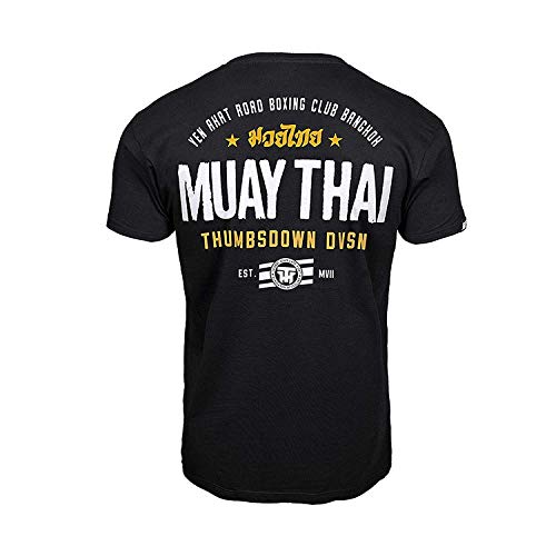 Thumbsdown Pulgares Down Muay Tailandés Camiseta Yen akat. MMA. Gimnasio Entrenamiento. Marcial Artes Informal - Negro, Medium