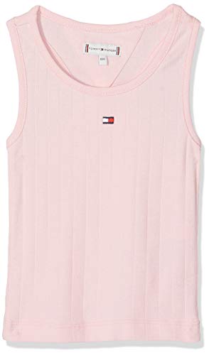Tommy Hilfiger Solid Wide Rib Vest Camiseta sin Mangas, Rosa (Almond Blossom 634), 98 (Talla del Fabricante: 3) para Niñas