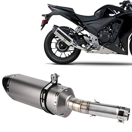 Tubo Medio de Escape de Motocicleta con silenciador Deslizante de Fibra de Carbono DB Killer Silencer de Acero Inoxidable Apto para Hon-da CBR500R CB500F CB500X