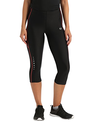 Ultrasport, Pantalones deportivos 3/4 para Mujer, Negro/Dubarry, M