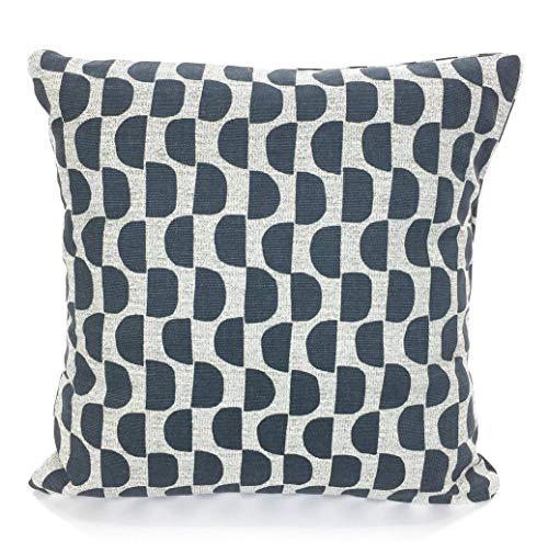 Unknow - Fundas de almohada decorativas de color gris carbón Scott Living Designer tela cúpula geométrica azul oscuro gris carbón tweed