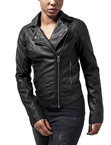 Urban Classics Ladies Leather Imitation Biker Jacket Chaqueta, Negro (Black 7), L para Mujer