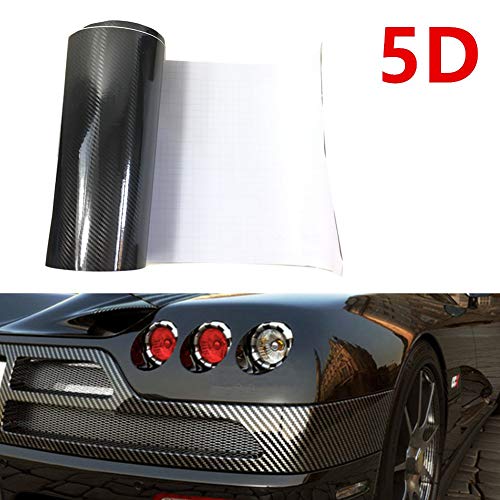 WDragon Película de vinilo de fibra de carbono negra de alto brillo con textura de 3 capas de vinilo 5D para bricolaje (30 cm x 2 metros)