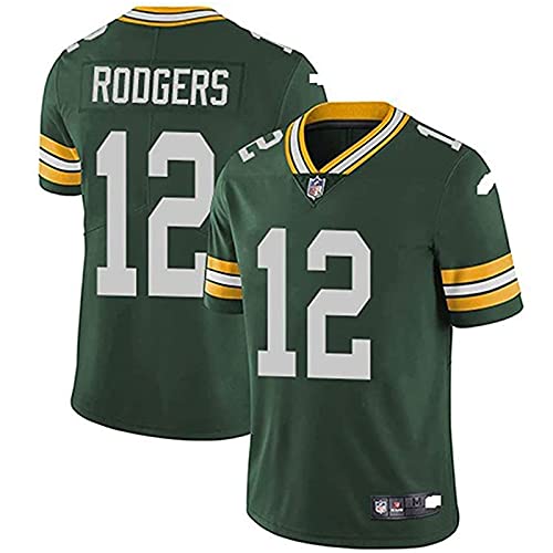 Weiyue Camiseta NFL Football Jersey Green Bay Packers Aaron Rodgers #12, Ropa Deportiva De Fútbol Americano Bordado Fans Version Camisetas(Size:Medium,Color:A)