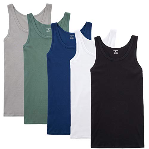 YOUCHAN Camiseta de Tirantes para Hombre Pack de 5 de Algodón 100% más Colores-Mix-XL