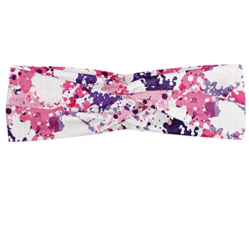 ABAKUHAUS - Pañuelo para el cuello, diseño abstracto, con manchas de color, expresivo, inspirado en el arte moderno, diseño de surreal, elástico y cómodo, para el día a día, color rosa, lila y blanco