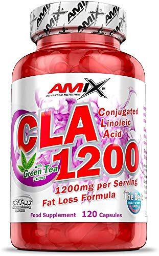 AMIX - com plemento Alimenticio - CLA 1200 - Sin Estimulantes, Suplemento con Ácido Linoleico y Té Verde, Potente Antioxidante, Quemador de Grasa, 120 Comprimidos