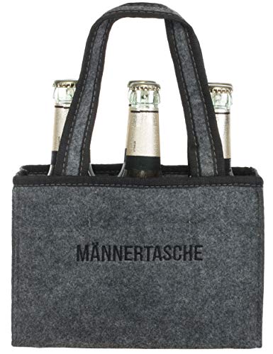 Brandsseller Bolso de mano para hombre, cesta para botellas, bolsa de la compra, bolsa de fieltro, para 6 botellas, color gris