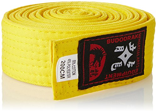 Budodrake Cinturón Amarillo 330 cm para Karate Judo Taekwondo Hapkido Aikido Artes Marciales