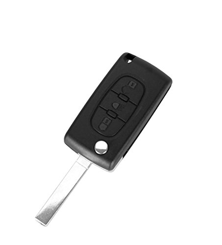 Carcasa llave para Citroen C4 C5 C4 Picasso C6 | CE0523 | Mando a distancia con 3 Botones | Modelo sin ranuma para pilas