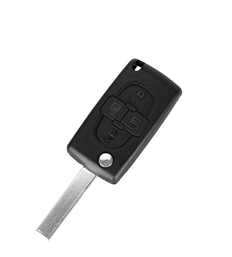 Carcasa llave para Peugeot 807 1007 Citroen C8 Fiat Ulysse | 4 botones | Hoja con ranura | Modelo sin ranura para pilas