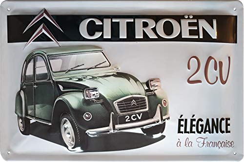 Cartel de chapa con diseño de pato de Citroen 2CV, 30 x 20 cm
