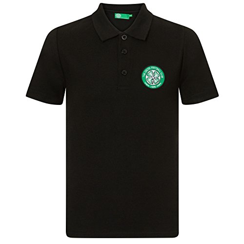 Celtic FC - Polo oficial para niño - Con el escudo del club - Negro - 10-11 años