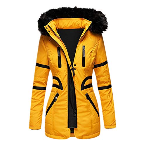 Chaqueta de invierno para mujer, talla grande, con capucha, delgada, larga parka abrigo casual