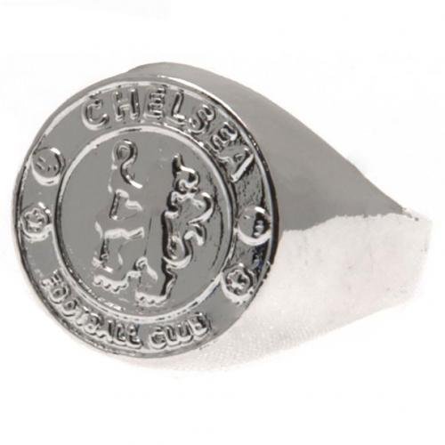 Chelsea F.C, bañado en plata con el escudo del anilla para - chapado en plata con el escudo del anillo - tamaño U - en caja de regalo - Balón de fútbol oficial