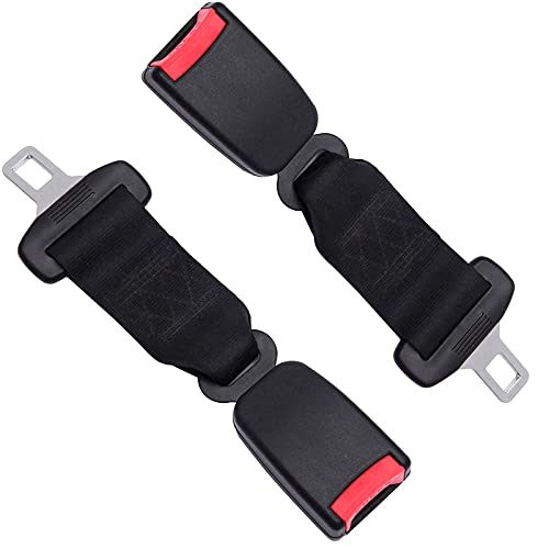 Cinturones de Seguridad Universal Auto Extra Larga cinturón Extensor Hebilla extensión Ajustable, Multi Function Car Safety Belt Extension Belt Car Accessory Black(2 Piezas)
