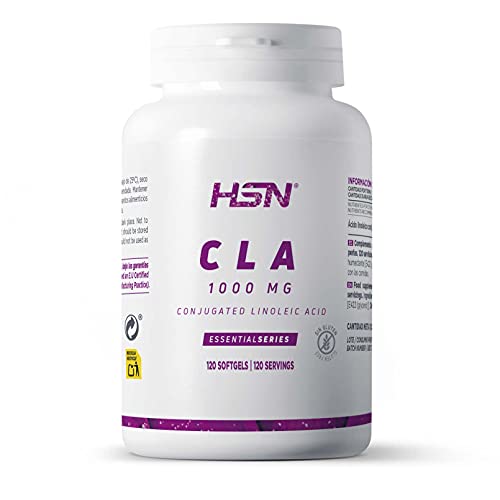CLA 1000mg de HSN | Estandarizado para 80% de Ácido Linoléico Conjugado (Omega 6) | Alta Concentración | No-GMO, Sin Gluten, Sin Lactosa | 120 Perlas