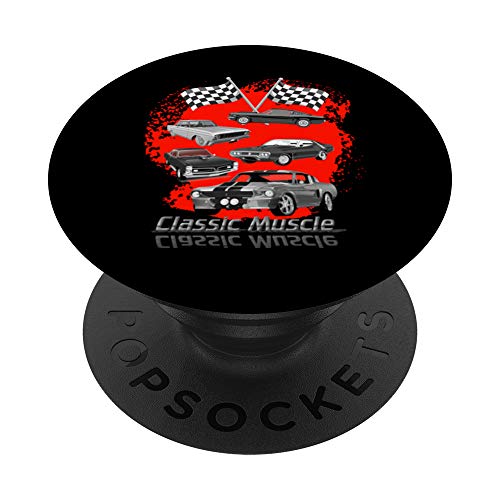 Classic Muscle Cars Racing Flags Hot Rods PopSockets PopGrip: Agarre intercambiable para Teléfonos y Tabletas