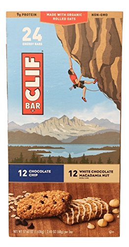 Clif Bar Variety Pack with Chocolate Chip and White Chocolate Macadamia Nut, 2.4 Oz Nutrition Energy Bars, 24 Count
