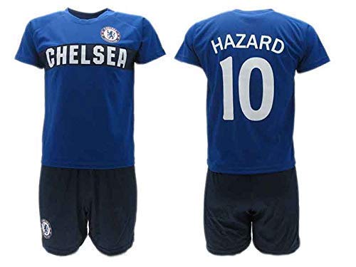 Conjunto Fútbol Eden Hazard 10 Chelsea Blues Azul Temporada 2018-2019 Replica Oficial con Licencia - Caja de Regalo Camisa + Pantalón Corto (4 AÑOS)