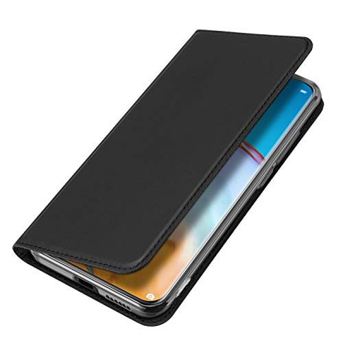 COPHONE - Funda compatible Huawei P Smart 2019 en cuero negro. Funda billetera de piel con cierre magnético para P Smart 2019