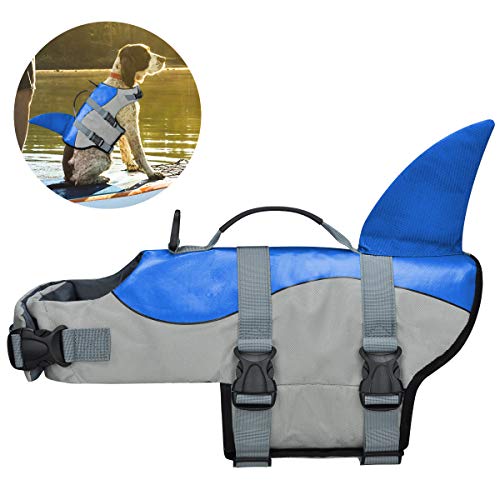 COVVY Chaleco Salvavidas para Perro Chaleco de Seguridad Ajustable Salvavidas Chaleco Flotador para Mascota arnés de natación Perro Chaleco Salvavidas (L, Azul)