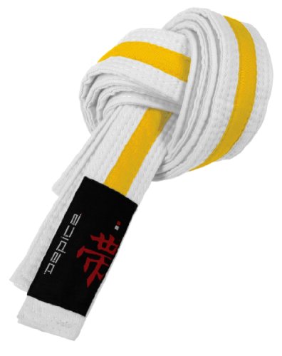 DEPICE Cinturones de artes marciales, color blanco / amarillo, talla 220 cm