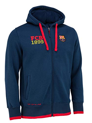 F.C. Barcelona - Sudadera con capucha del F. C. Barcelona (colección oficial del F.C. Barcelona, talla de adulto), Hombre, azul marino, small