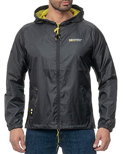 Geographical Norway Chaqueta impermeable con capucha para hombre Negro L