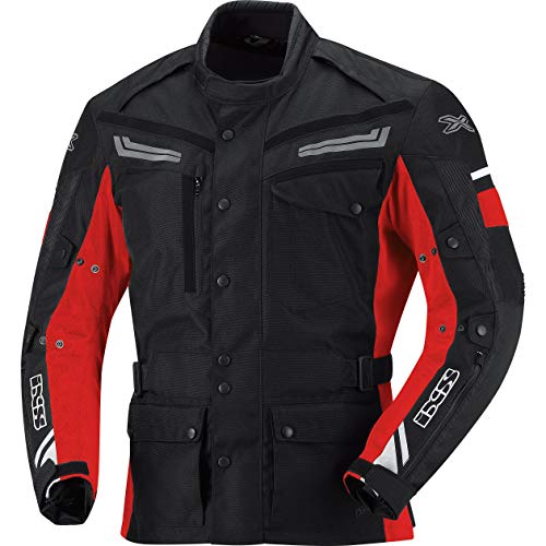 IXS Evans - Chaqueta textil para moto, color negro y rojo, talla 3XL
