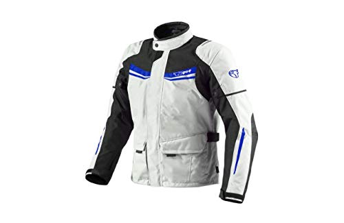 JET Chaqueta Moto Hombre Textil Impermeable con Armadura Aquatex (XS (EU 44-46), Blanco Azul)