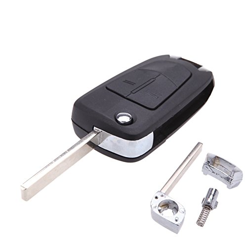 KaTur - Mando a distancia plegable con dos botones para la llave de un coche Opel, llave sin cortar, sin chip