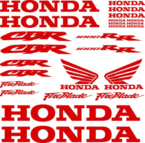 Kit Pegatina Adhesivo Vinilo 7 años Troquelado Compatible con Honda CBR 1000 RR Contiene 25 Pegatinas (Rojo)