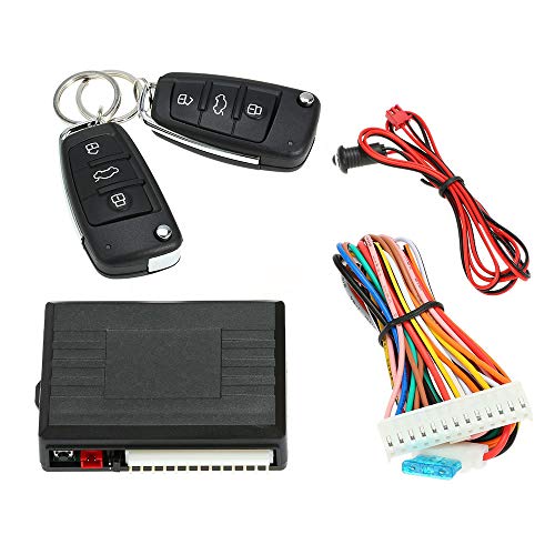 KKmoon Cerradura universal para puerta de coche, sistema de cierre centralizado, mando a distancia con 2 llaves plegables