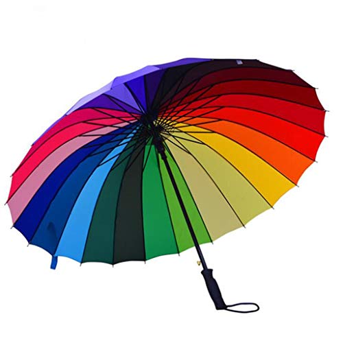 LUYIYI 24 Colores del Arco Iris Paraguas de Mango Largo Paraguas, Paraguas de Negocios, apoyan a 2-3 Personas, 114x90cm