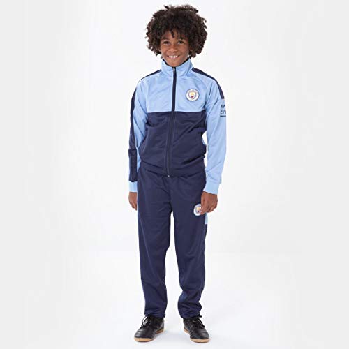 Morefootballs - Chándal oficial del Manchester City para niños - 2020/2021 - Talla: 140 - Chaqueta y pantalón de chándal para hombre de manga larga - Chaqueta y pantalón para entrenamiento de fútbol