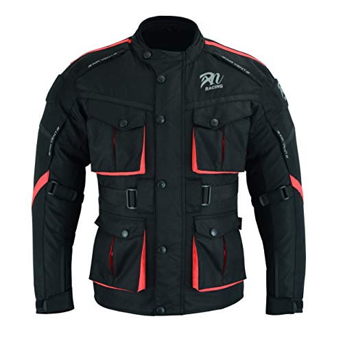 MOTO Chaqueta deportiva y de competición de invierno para hombre – Motorbike Racing CE blindado impermeable para todo tipo de clima, chaqueta negra y roja … (m)