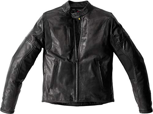 P160-026 52 - Spidi Thunderbird Leather Motorcycle Jacket 52 Black (UK 42)