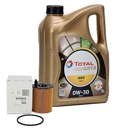 PACK ORIGINAL DUO aceite motor Total Quartz Ineo First 0W-30, 5 Litros + filtro aceite PSA Original 1109AY motores 1.4/ 1.6HDi