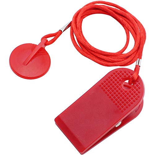 PLCatis 2 Piezas Llave de Seguridad para Cinta de Correr - Interruptor Cinta de Correr Universal Redonda Roja como Accesorio Esencial de Seguridad para Gimnasio - 1m Cordón de Nailon