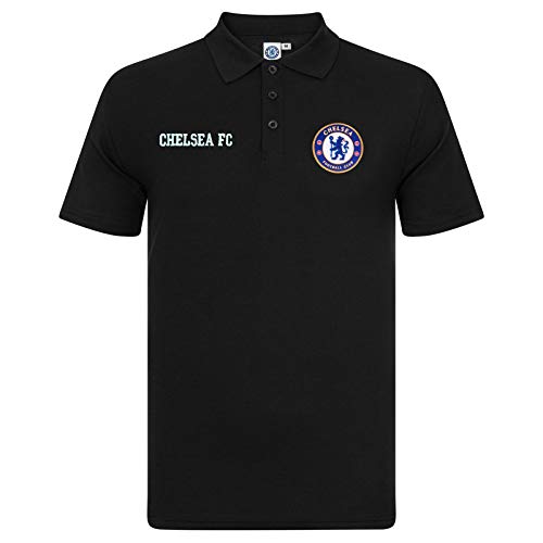Polo oficial con escudo del Chelsea FC para hombre, hombre, negro, Medium