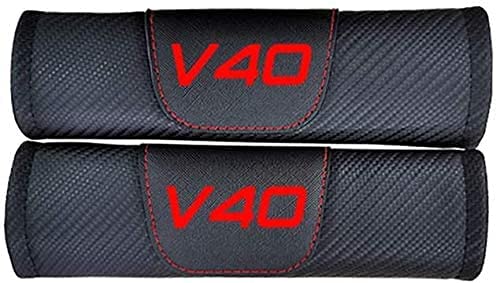 QJWN 2pcs Coche Almohadillas CinturóN De Seguridad para Volvo V40, Hombro Correa Protector Seguridad con Logo Seat Belt Padding, Fibra Carbono